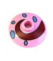 Bright Pink Dish 2 x 2 Inverted (Radar) with Dark Red Swirl and Medium Blue Spots Pattern (Snail Shell)