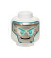 White Minifig, Head Dark Azure and Silver Mask and Medium Azure Eyebrows and Eyes Pattern (Zane) - Hollow Stud