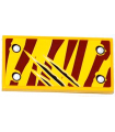 Yellow Tile 2 x 4 with 4 Rivets and 3 Claw Scratch Marks on Dark Red Tiger Stripes Pattern Model Bottom Right Side