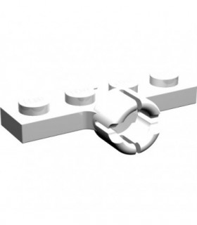 White Plate, Modified 1 x 4 with Tow Ball Socket, Short, 4 Slots (7mm Socket Length)