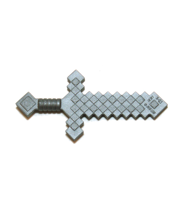 Flat Silver Minifig, Weapon Sword Pixelated (Minecraft)
