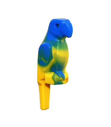 Yellow Bird, Parrot with Wide Beak and Tail with Marbled Blue Pattern