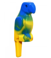 Yellow Bird, Parrot with Wide Beak and Tail with Marbled Blue Pattern