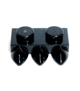 Black Plate, Modified 1 x 2 with 3 Teeth (Claws)
