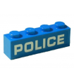 Blue Brick 1 x 4 with White 'POLICE' Bold and Wide Font on Blue Background Pattern (Sticker) - Set 60239
