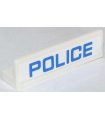 White Panel 1 x 4 x 1 with Blue 'POLICE' Thin Narrow Font on White Background Pattern (Sticker) - Set 60042