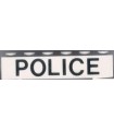 White Brick 1 x 6 with Black 'POLICE' Sans-Serif Pattern