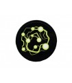 Black Tile, Round 2 x 2 with Bottom Stud Holder with Lime Energy Pattern (Sticker) - Set 70418