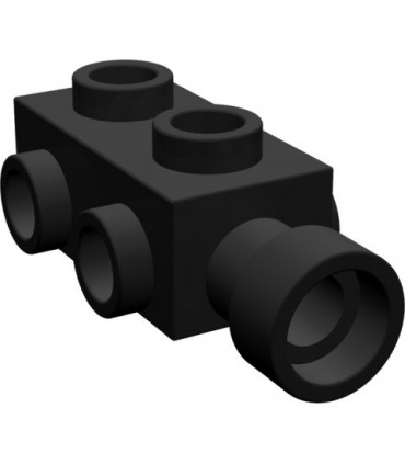 Black Brick, Modified 1 x 2 x 2/3 with Studs on Sides