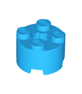 Dark Azure Brick, Round 2 x 2 with Axle Hole