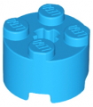 Dark Azure Brick, Round 2 x 2 with Axle Hole