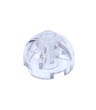 Trans-Clear Brick, Round 2 x 2 Dome Top - Hollow Stud with Bottom Axle Holder x Shape + Orientation