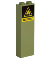 Olive Green Brick 1 x 2 x 5 with Yellow Flammable Danger Triangle and Black Lines Pattern (Sticker) - Set 60108