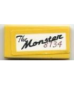 Yellow Tile 1 x 2 with Groove with 'The Monster 8134' Pattern (Sticker) - Set 8134