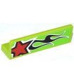 Lime Panel 1 x 4 x 1 with Red Star and Black Flames Pattern Model Left Side (Sticker) - Set 60055