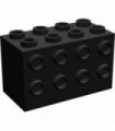Black Brick, Modified 2 x 4 x 2 with Studs on Sides