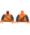 Orange Torso Top with Belts, Bag on Back Pattern / Dark Blue Arms / Orange Hands