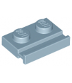 Sand Blue Plate, Modified 1 x 2 with Door Rail