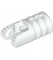 White Hinge Cylinder 1 x 2 Locking with 2 Fingers, 9 Teeth and Axle Hole on Ends with Slots