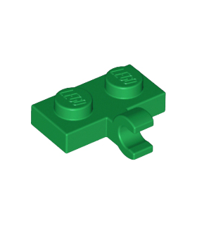 Green Plate, Modified 1 x 2 with Clip on Side (Horizontal Grip)