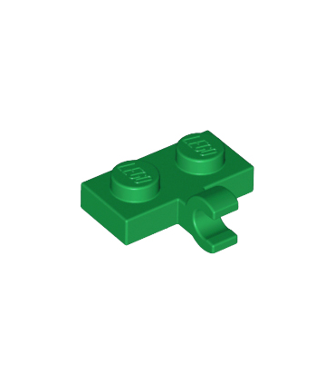 Green Plate, Modified 1 x 2 with Clip on Side (Horizontal Grip)