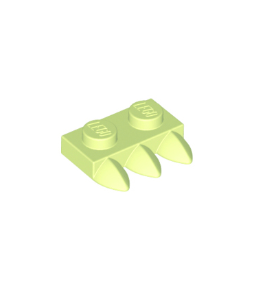 Yellowish Green Plate, Modified 1 x 2 with 3 Teeth (Claws)