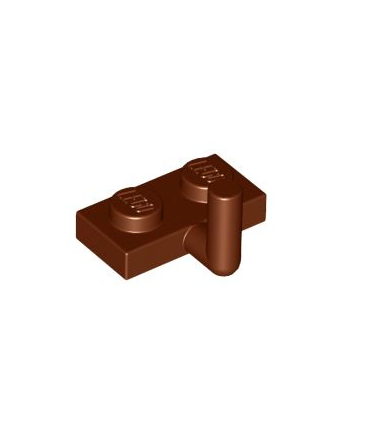 Reddish Brown Plate, Modified 1 x 2 with Bar Arm Up (Horizontal Arm 5mm)