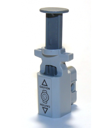 Light Bluish Gray Projectile Launcher, Net Shooter with Dark Bluish Gray Firing Pin with 'CAUTION' and Triangles