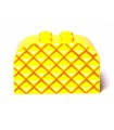 Yellow Slope, Curved 4 x 2 x 2 Double with Four Studs with Pineapple Skin Pattern