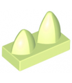 Yellowish Green Tile, Modified 1 x 2 with 2 Teeth Vertical