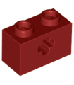 Dark Red Technic, Brick 1 x 2 with Axle Hole