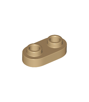 Dark Tan Plate, Modified 1 x 2 Rounded with 2 Open Studs