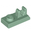 Sand Green Plate, Modified 1 x 2 with Clip on Top