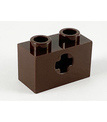 Dark Brown Technic, Brick 1 x 2 with Axle Hole