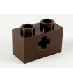 Dark Brown Technic, Brick 1 x 2 with Axle Hole