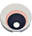 White Tile, Round 2 x 2 with Bottom Stud Holder with Eye with Copper Iris and Black Pupil Pattern