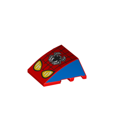 Red Wedge 4 x 3 No Studs with Web, Black Spider and Yellow Eyes Pattern