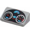 Light Bluish Gray Slope 30 1 x 2 x 2/3 with Black Oval Dashboard with Silver, Medium Azure and Red Gauges Pattern