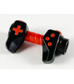 Black Minifigure, Utensil Game Controller, Holes on Sides for Bar with Red Buttons and Center Handle Pattern