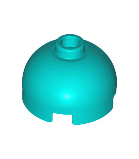 Dark Turquoise Brick, Round 2 x 2 Dome Top - Hollow Stud with Bottom Axle Holder x Shape + Orientation