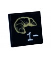 Black Road Sign 2 x 2 Square with Open O Clip with White '1-' and Tan Croissant Pattern (Sticker) - Set 60233