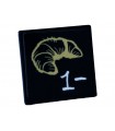 Black Road Sign 2 x 2 Square with Open O Clip with White '1-' and Tan Croissant Pattern (Sticker) - Set 60233