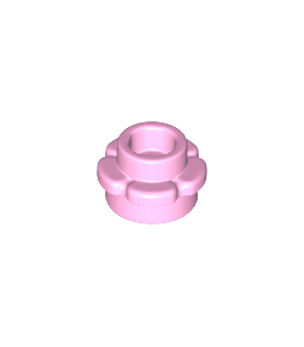 Bright Pink Plate, Round 1 x 1 with Flower Edge (5 Petals)