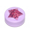 Lavender Tile, Round 1 x 1 x 2/3 with Raised Trans-Dark Pink Star Pattern