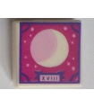 White Tile 1 x 1 with Groove with Crescent Moon, Roman Numerals 'XVIII' and Scrapbook Frame on Magenta Background Pattern