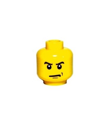 Yellow Minifig, Head Male Angry Eyebrows and Scowl, White Pupils Pattern