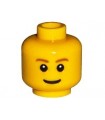Yellow Minifig, Head Brown Eyebrows, Thin Grin, Black Eyes with White Pupils Pattern