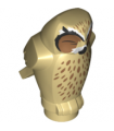 Tan Animal, Owl, Angular Features with Black Beak and One Closed Eye, Medium Nougat Chest Feathers and Forehead Spots Pattern