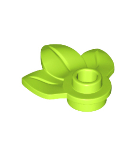 Lime Plant Plate, Round 1 x 1 with 3 Leaves