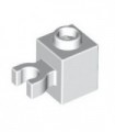 White Brick, Modified 1 x 1 with Clip Vertical (open O clip) - Hollow Stud